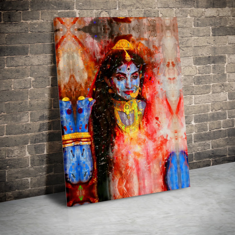 Hindu Goddess Kali Canvas Wall Art | Abstract Spiritual Portrait Print | 1.25 Inch Premium Gallery Wrap | Home Decor Gift for Meditation Room