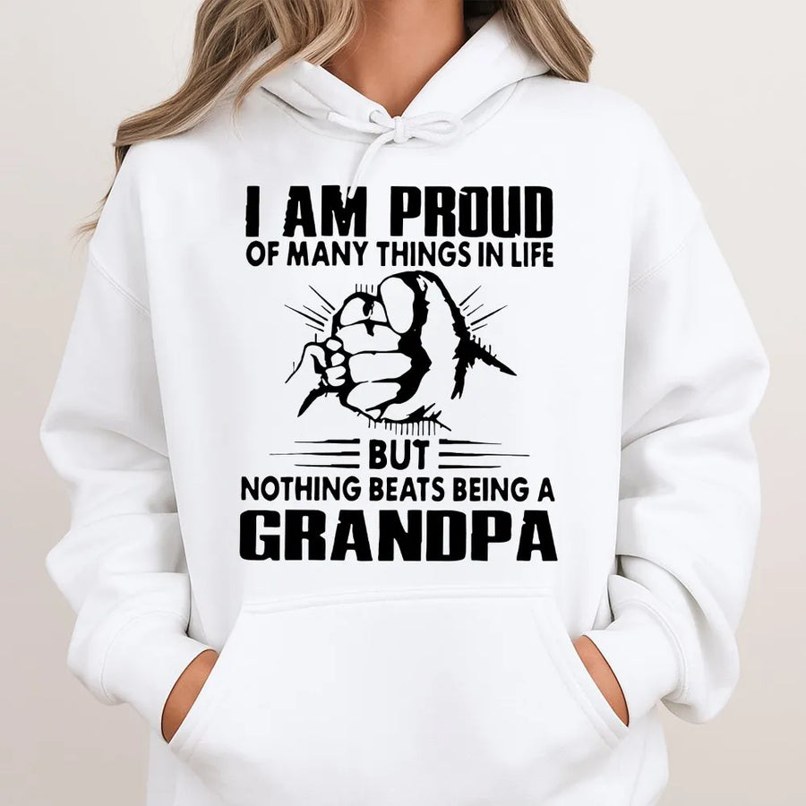 Proud Grandpa Hoodie | Nothing Beats Being A Grandpa Graphic Sweatshirt | Soft Cotton Blend | Unique Father's Day Gift for Grandfather, New Grandpa