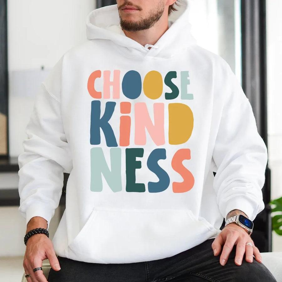 Choose Kindness Hoodie | Colorful Retro Lettering | Premium Cotton Unisex Tee | Gift for Teacher Appreciation