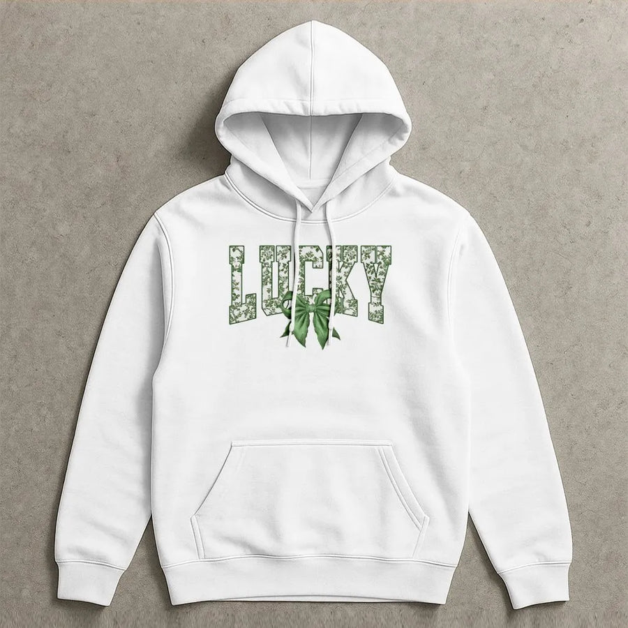 Lucky Bow Hoodie | Coquette Aesthetic St Patrick's Day Design | Premium Cotton Blend | Aesthetic Trendy Sweatshirt Gift for Her