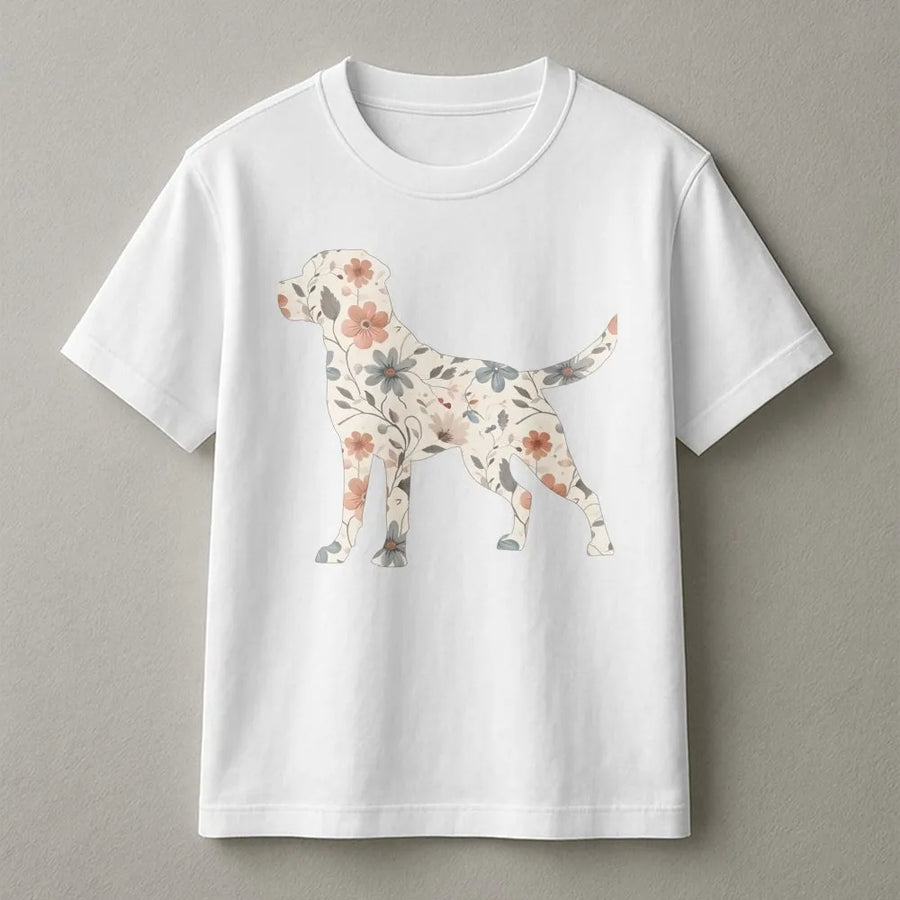 Labrador Retriever T-Shirt | Floral Wildflower Dog Graphic | Premium Soft Cotton Tee | Cute Gift for Dog Mom and Labrador Lovers