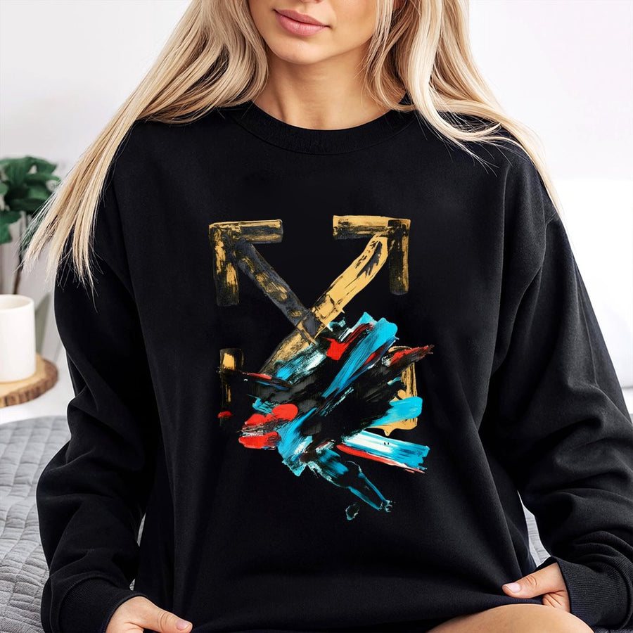 Abstract Arrow Art Sweatshirt | Brushstroke Graphic Design | Premium Cotton Blend | Unisex Streetwear Gift for Modern Aesthetic Lovers