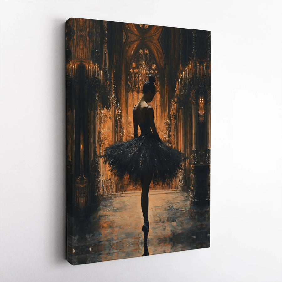 Gothic Ballerina Canvas Wall Art | Dark Elegance Black Tutu Portrait | 1.25-Inch Premium Gallery Wrap | Moody Home Decor Gift for Dance Lovers