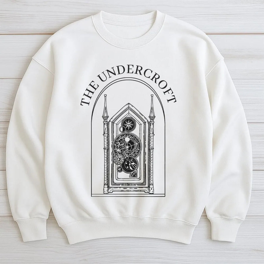 Gothic Clockwork Sweatshirt | The Undercroft Dark Academia Graphic | Premium Soft Blend Crewneck | Fantasy Gaming Fan Gift for Gamers