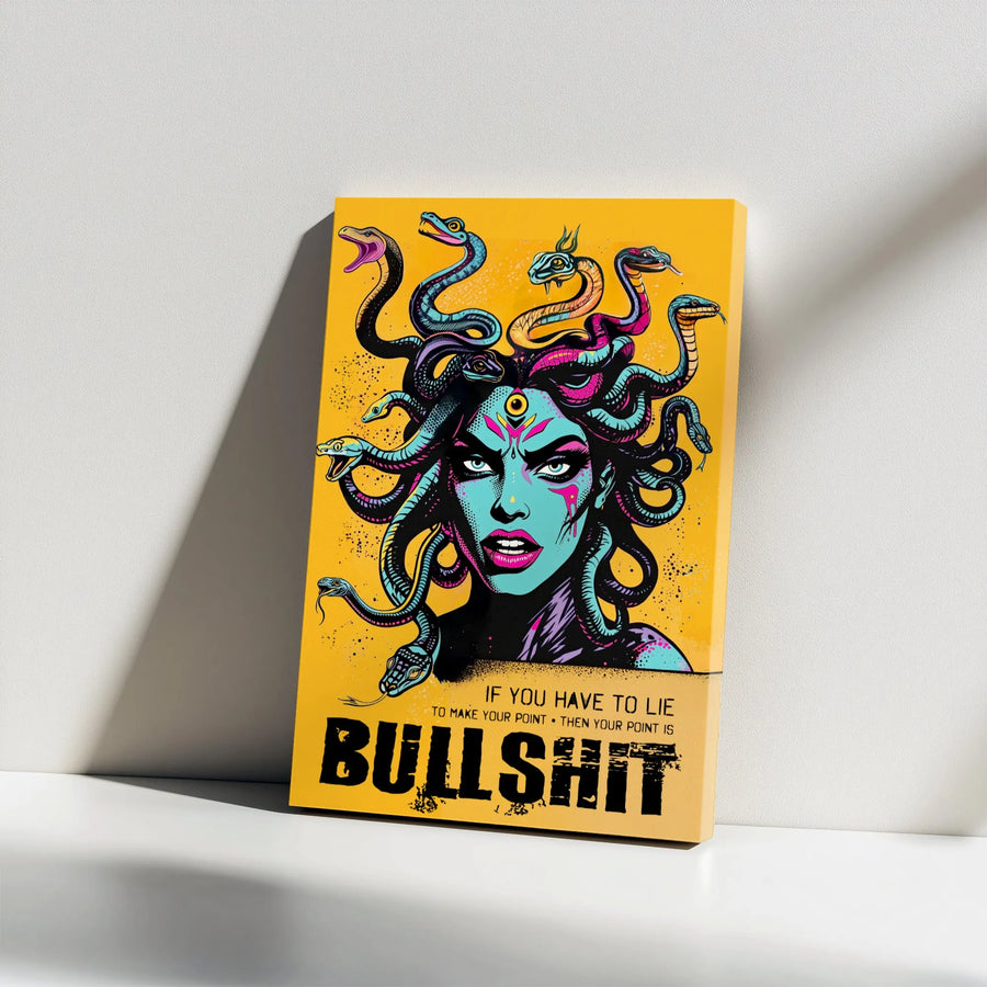 Medusa Wall Art | Sarcastic Quote Motivational Canvas Print | 1.25 Inch Gallery Wrap | Edgy Home Decor for Modern Office