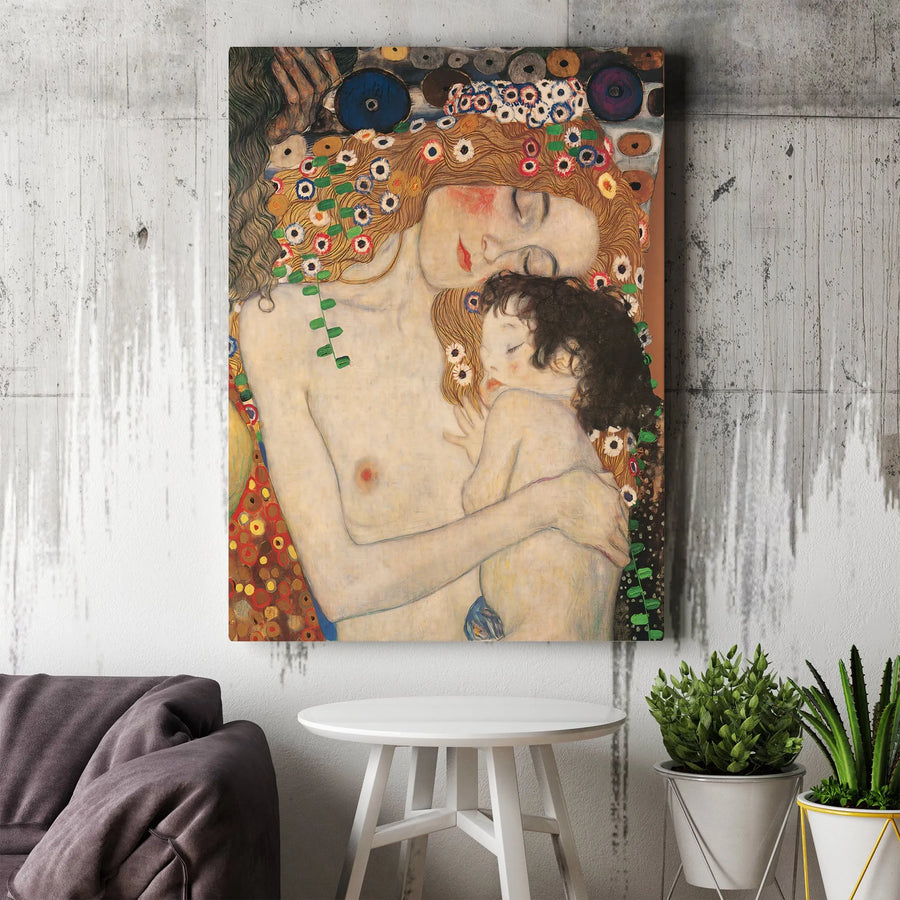 Gustav Klimt Mother and Child Canvas Print | The Three Ages of Woman Reproduction | Gallery Wrapped Art | Nursery and Home Decor Gift