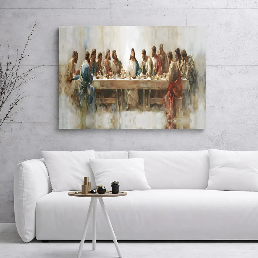 The Last Supper Canvas Wall Art | Impressionist Jesus Painting | 1.25 Inch Gallery Wrap | Christian Home Decor Gift for Believers