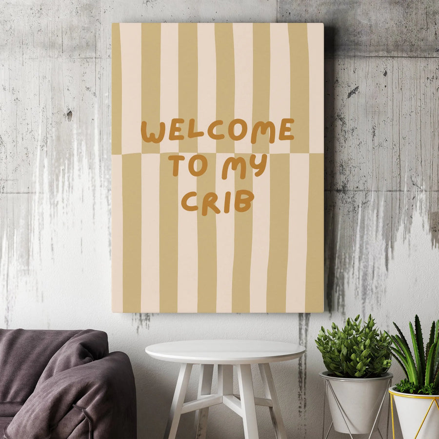 Welcome To My Crib Canvas Wall Art | Modern Striped Nursery Decor | Premium Canvas Art Print | Gift for New Parents or Baby Shower