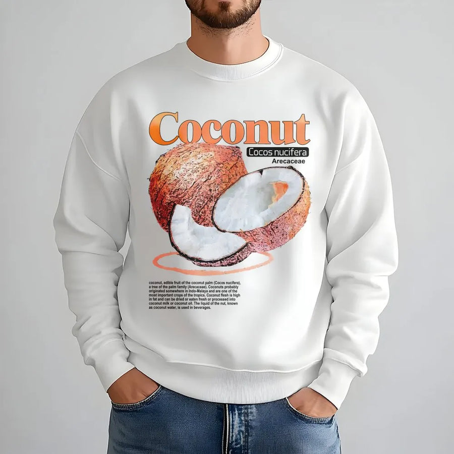 Coconut Botanical Sweatshirt | Vintage Scientific Illustration Print | Premium Cotton Tee | Gift for Foodie & Gardener