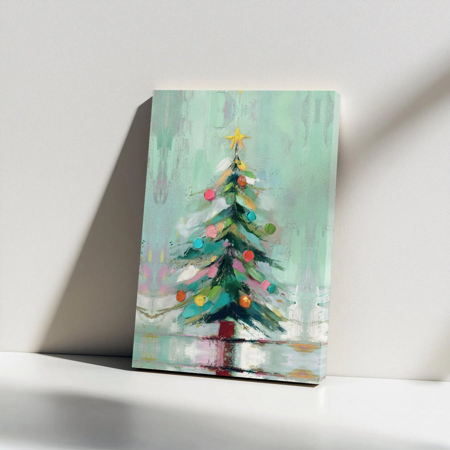 Abstract Christmas Tree Canvas Art | Painterly Holiday Wall Decor | Gallery Wrapped Premium Print | Festive Modern Seasonal Gift for Home