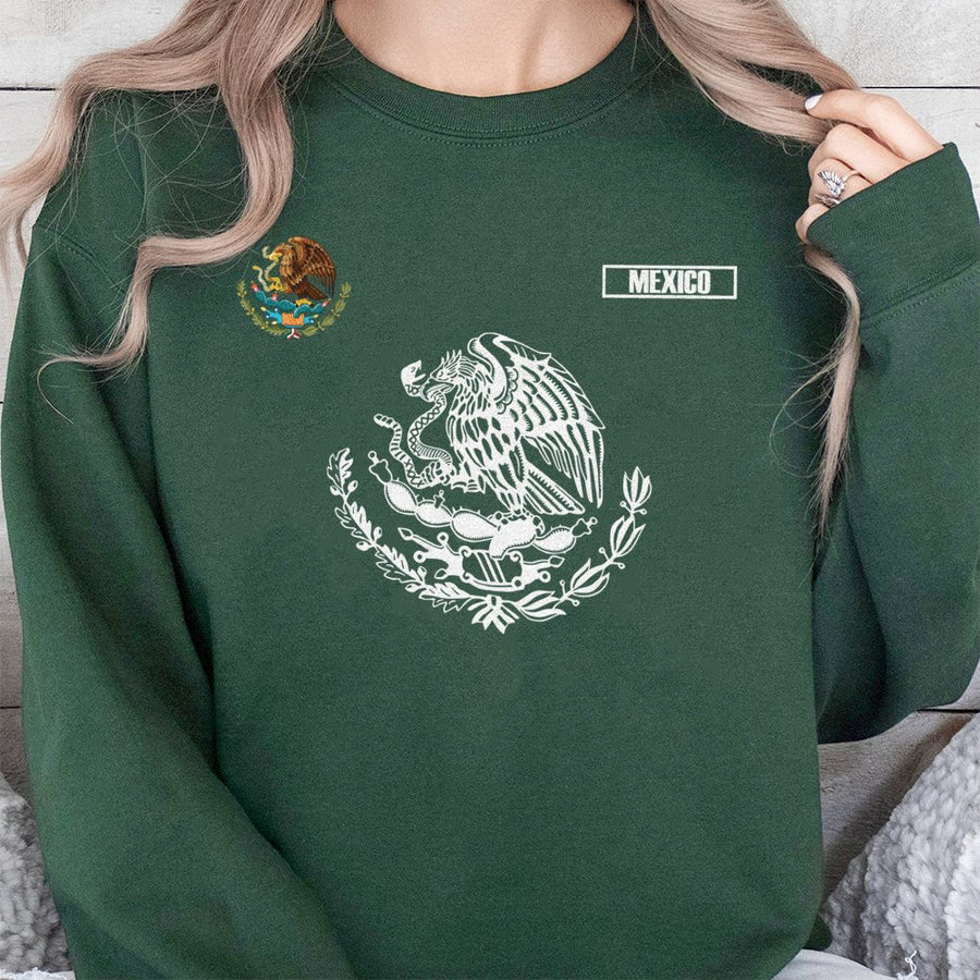 Mexico Eagle Emblem Sweatshirt | Mexican Coat of Arms Graphic | Cotton Blend Premium Pullover | Heritage Apparel for Men and Women