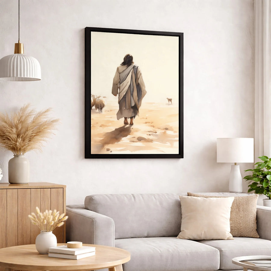 Jesus The Good Shepherd Canvas Art | Watercolor Religious Wall Decor | Premium Fade-Resistant Print | Christian Home & Office Gift