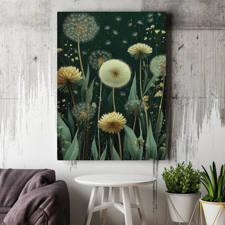 Dandelion Botanical Canvas Print | Whimsical Nature Wall Art | Fade-Resistant Premium Gallery Quality | Modern Living Room Decor Gift
