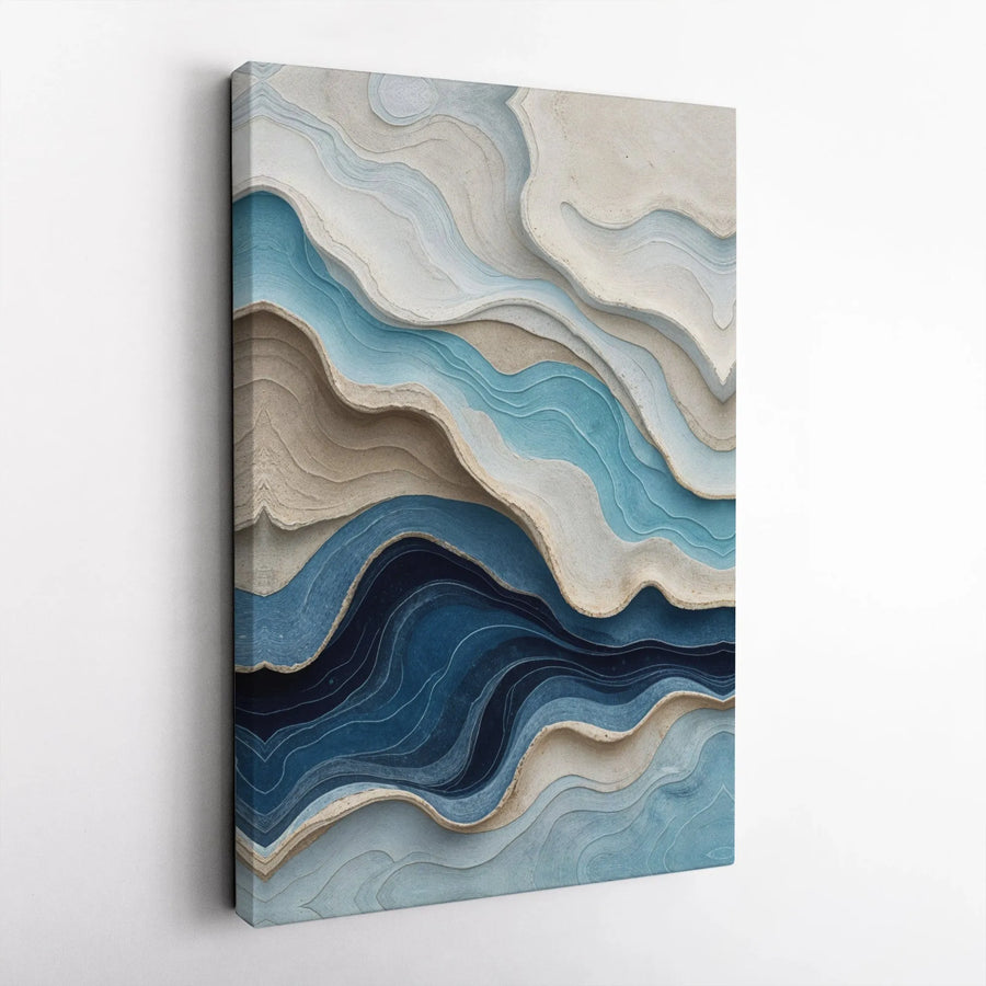 Abstract Coastal Canvas Wall Art | 3D Illusion Topographic Print | Premium Fade-Resistant Canvas | Modern Home & Office Decor Gift