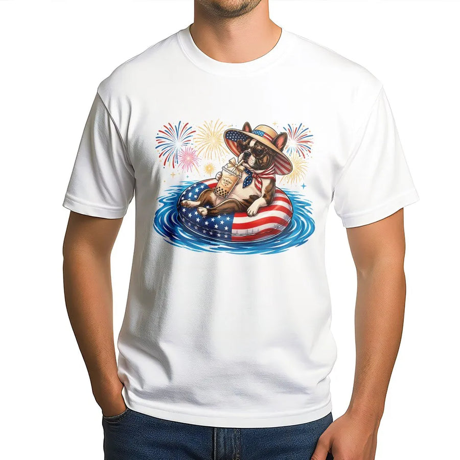 Patriotic Frenchie 4th of July Shirt | Vintage American Flag French Bulldog Tee | Premium Comfort Colors Cotton | Independence Day Gift for Dog Lover