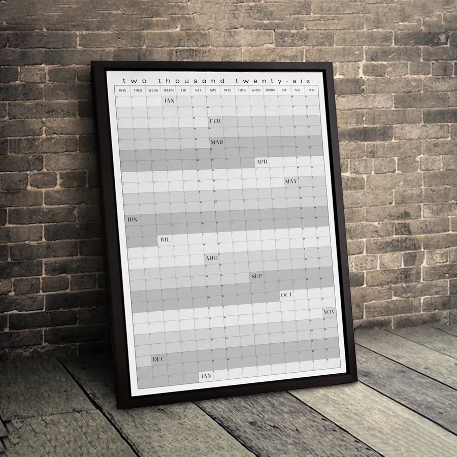 2026 Yearly Calendar Wall Art | Modern Minimalist Annual Planner Print | Premium 1.25-Inch Gallery Canvas | Home & Office Decor Gift