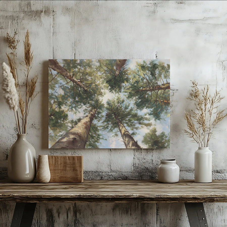 Forest Canopy Wall Art | Worms-Eye View Nature Landscape | Premium Gallery Wrap Canvas | Modern Home Decor Gift