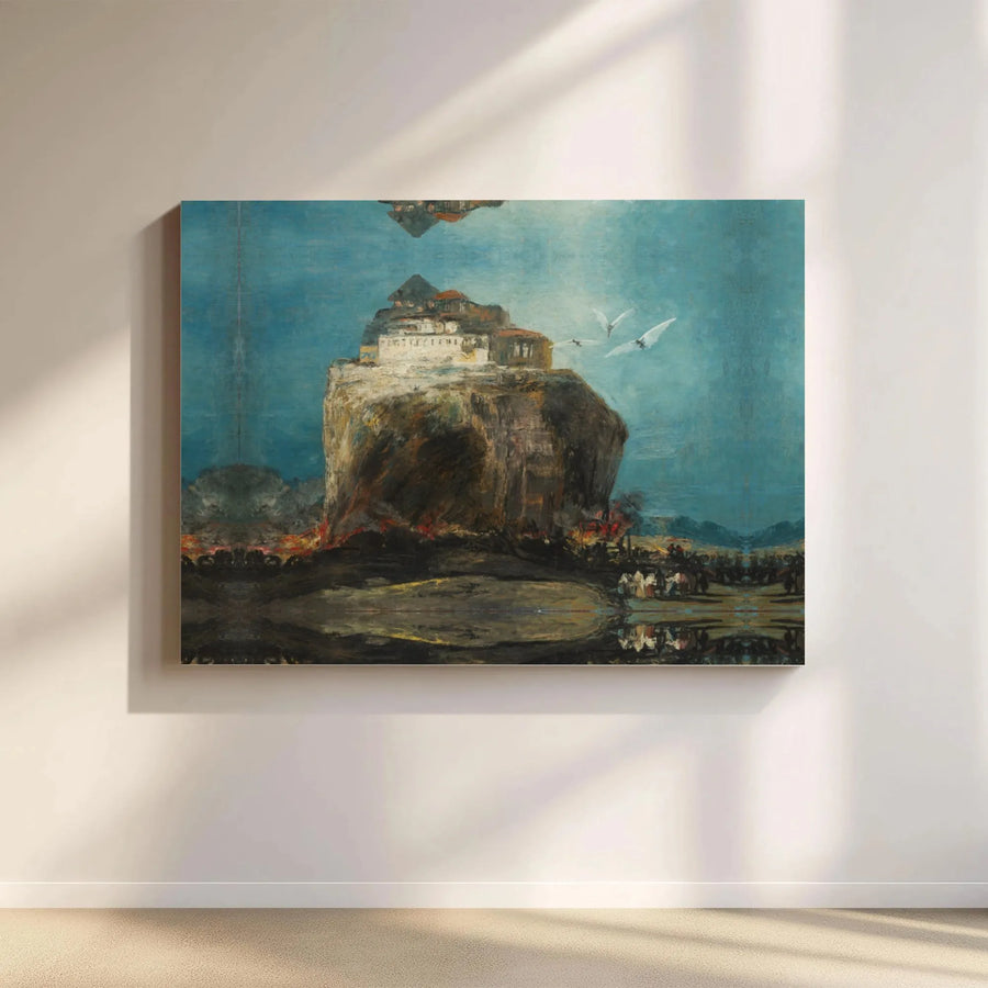 Floating Monastery Wall Art | Surreal Cliffside Landscape Print | Premium 1.25" Gallery Canvas | Dreamy Home Decor Gift