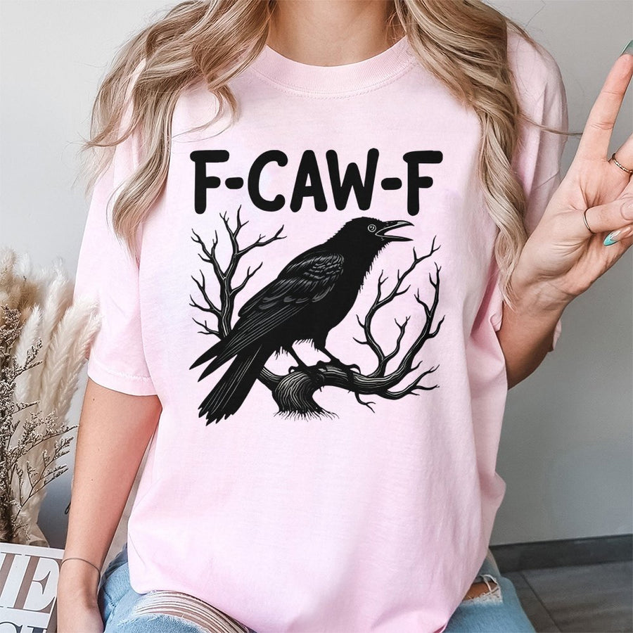 Raven Graphic T-Shirt | F-CAW-F Bird Pun Design | 100% Cotton Premium Tee | Nature Lover Gift for Men and Women
