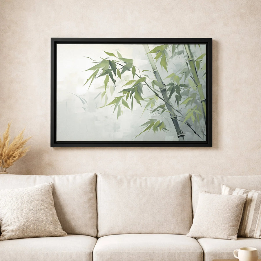 Bamboo Wall Art Canvas | Zen Botanical Nature Print | Gallery-Quality 1.25-Inch Stretched Frame | Minimalist Home Decor Gift
