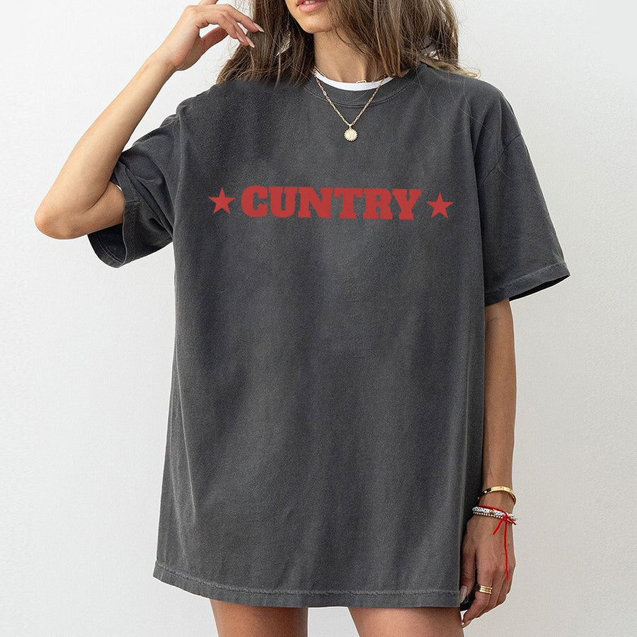 Cuntry Graphic T-Shirt | Funny Western Rodeo Text Design | Premium 100% Cotton | Sarcastic Country Music Concert Gift for Women