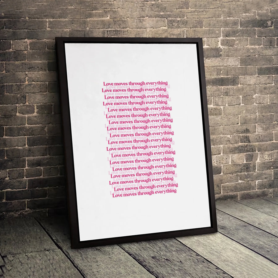 Love Moves Through Everything Canvas Wall Art | Minimalist Typography Quote Print | Premium 1.25" Gallery Wrap | Modern Home Decor Gift
