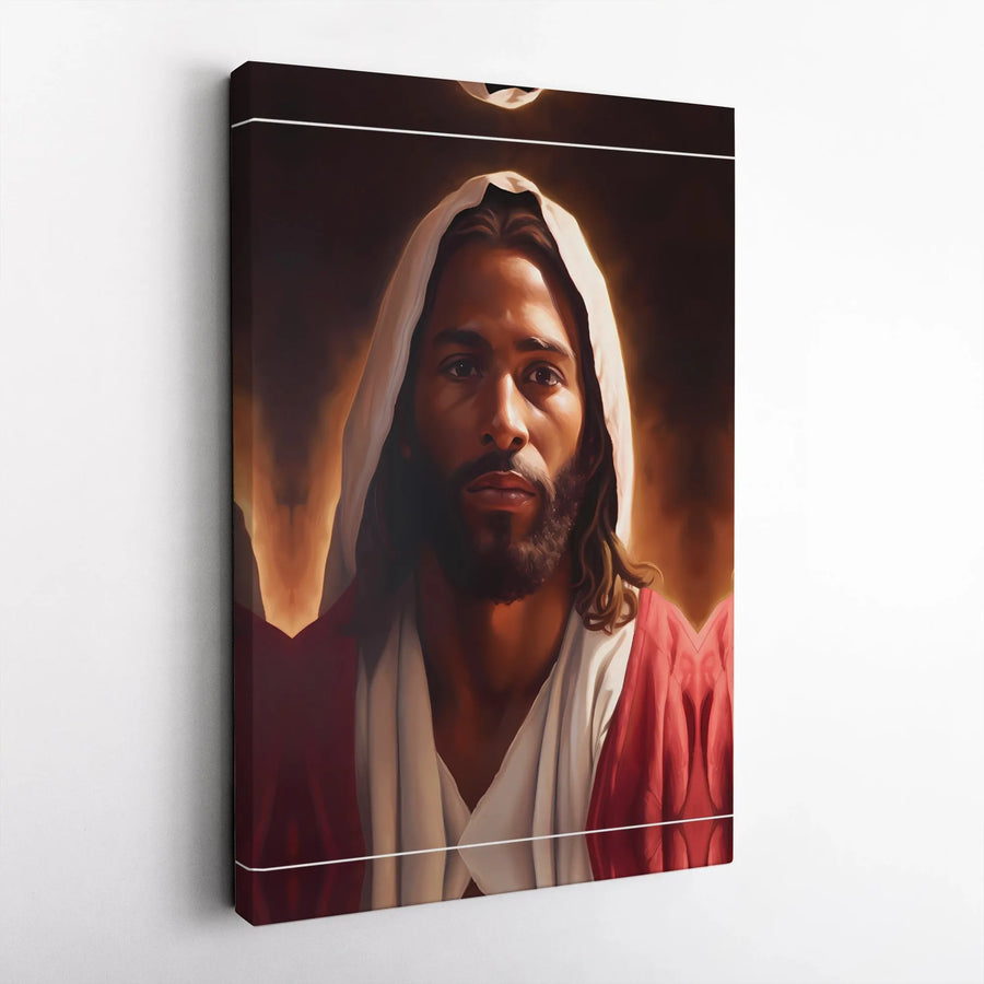Black Jesus Canvas Wall Art | Modern Christian Portrait | Gallery-Quality Print | Inspirational Christian Gift for Home Decor