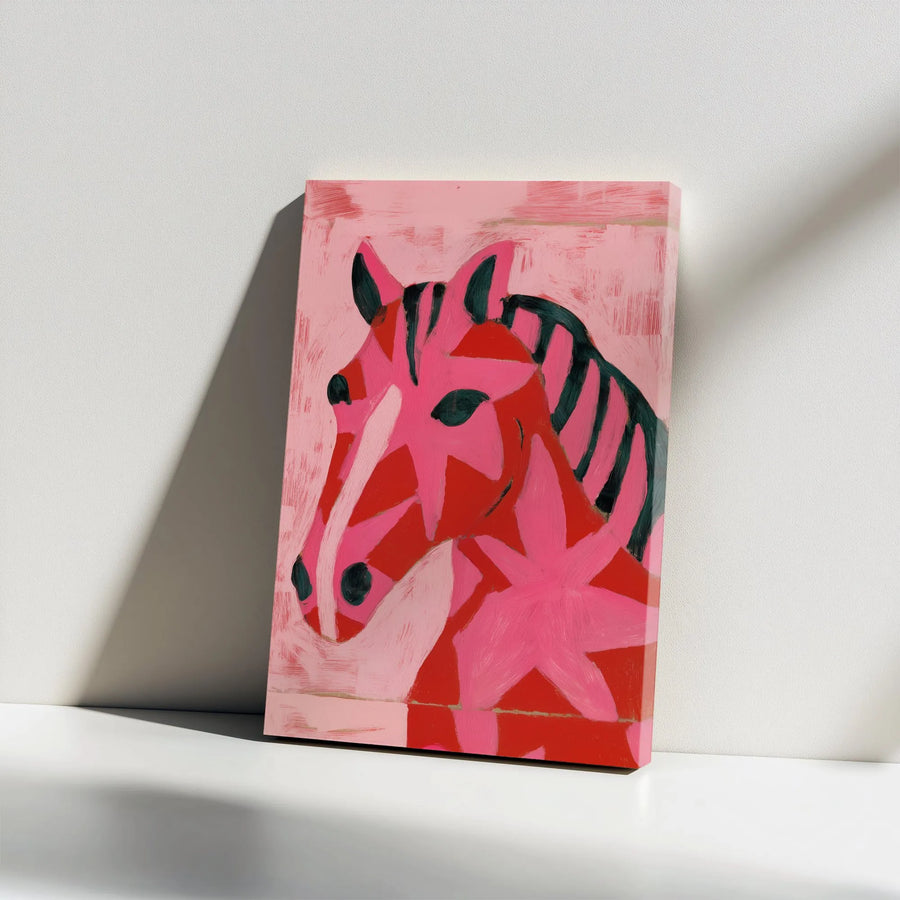 Pink Zebra Art Vertical Canvas | Modern Abstract Animal Painting | Premium Gallery Wrapped Canvas | Unique Wall Decor Gift for Living Room