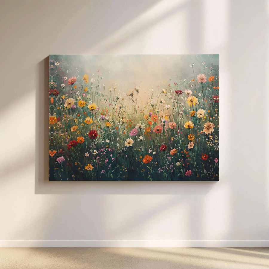 Wildflower Meadow Canvas Wall Art | Impressionist Floral Landscape Print | Premium 1.25" Gallery Wrap | Boho Home Decor Gift for Her
