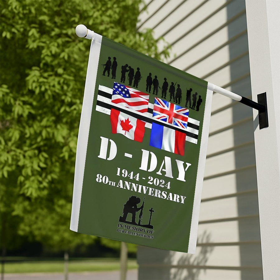 D-Day 80th Anniversary Flag | 1944-2024 Memorial Garden Banner | Premium UV-Resistant Polyester | Military History Commemorative Gift