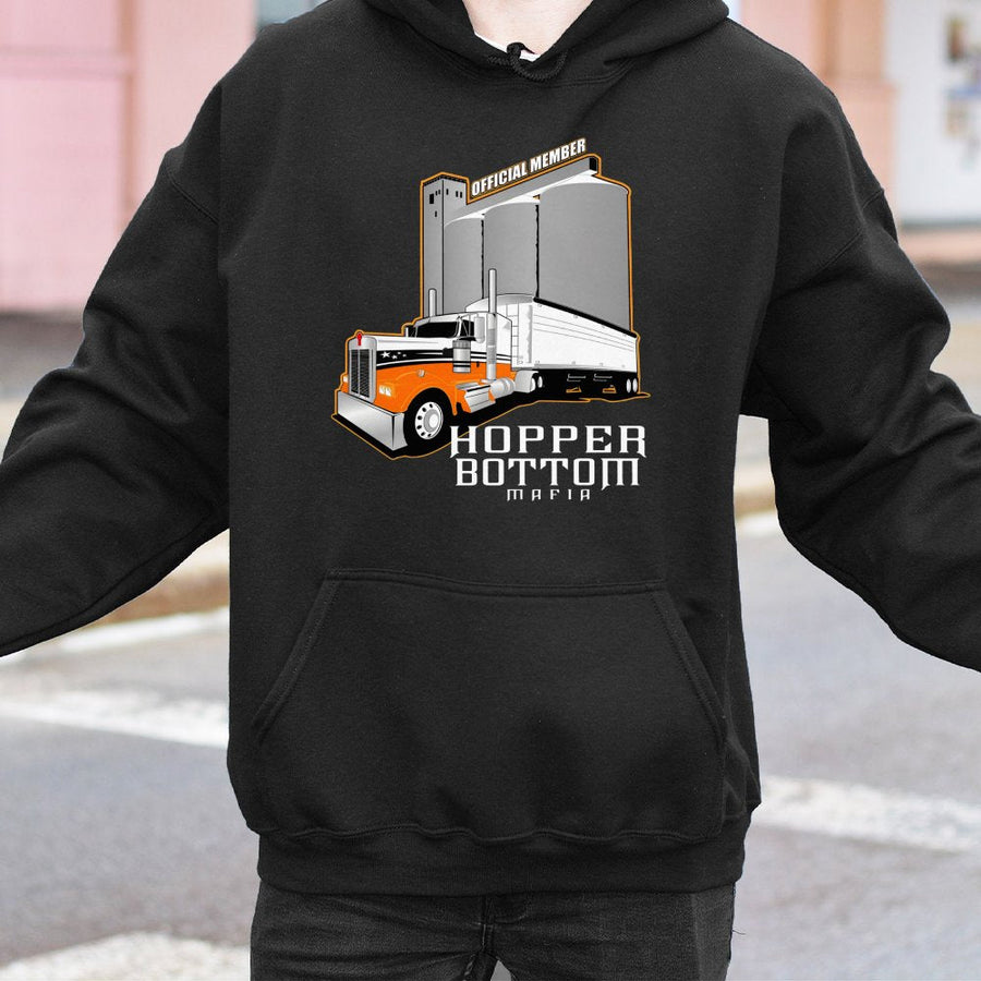 Hopper Bottom Mafia Hoodie | Semi Truck Grain Hauler Graphic | Premium Cotton Blend | Gift For Truckers And Big Rig Drivers