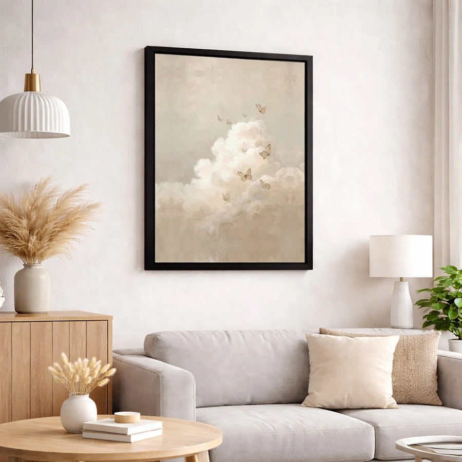 Ethereal Butterfly Canvas Wall Art | Vintage Aesthetic Cloud Painting | Gallery-Quality Fade-Resistant Print | Bohemian Home Decor Gift