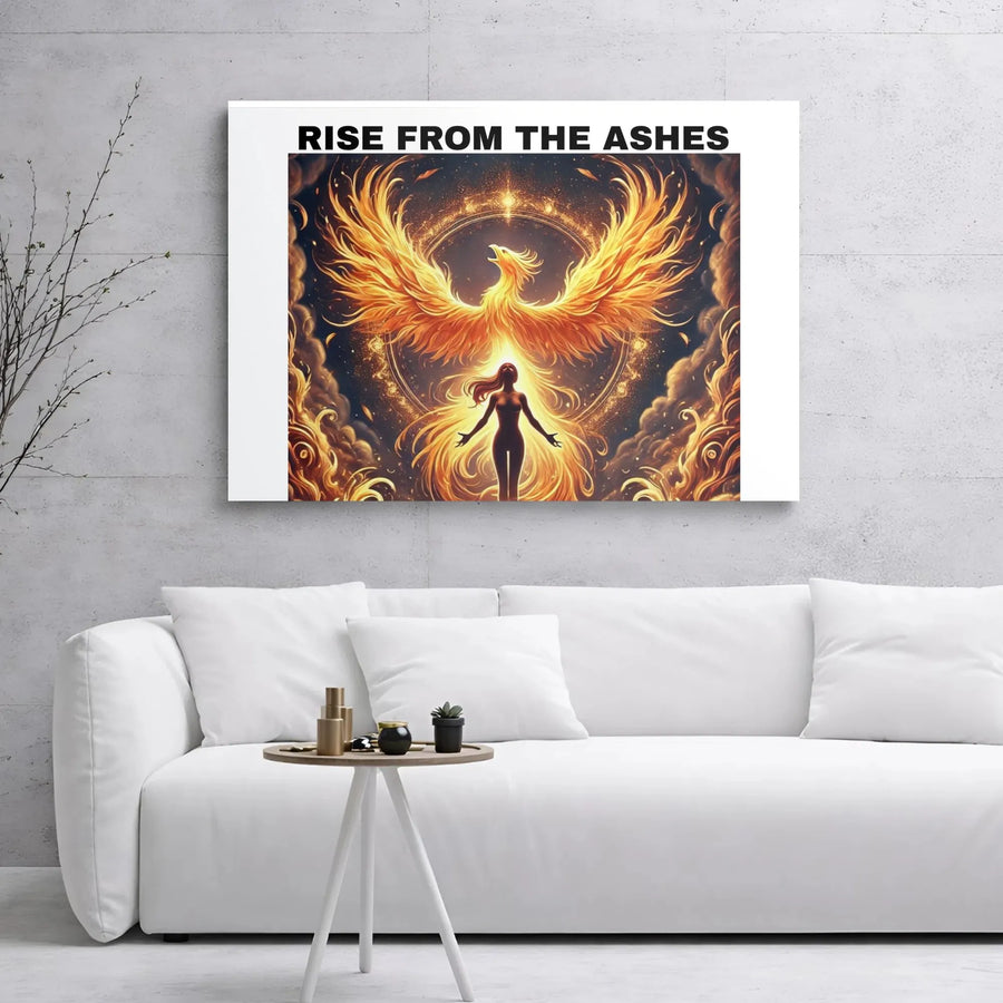 Phoenix Rising Wall Art | Rise From The Ashes Spiritual Decor | Premium Gallery-Wrapped Canvas | Inspirational Home and Office Gift