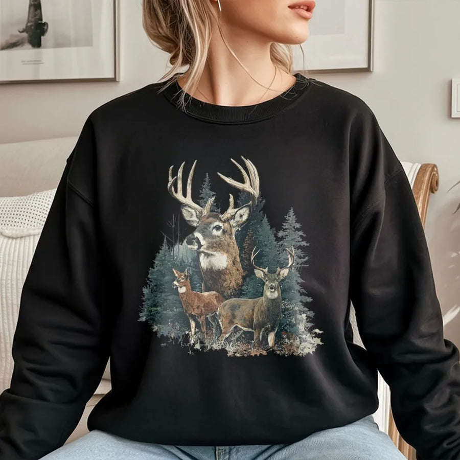 Vintage Deer Sweatshirt | Retro 90s Wildlife Graphic Crewneck | Premium Cotton Blend | Country Hunting Season Gift for Men & Women