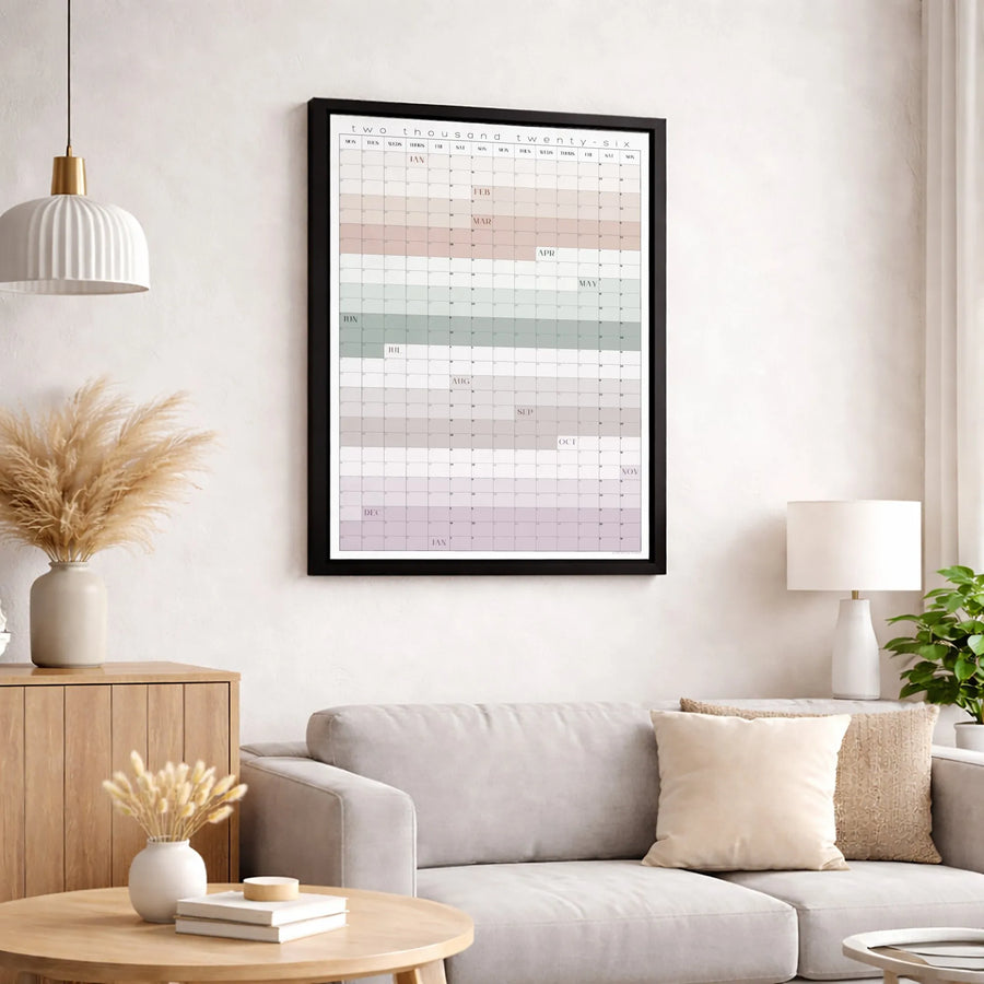 2026 Year Planner Wall Calendar | Minimalist Color Block Canvas Print | Premium 1.25-Inch Thick Gallery Wrapped | Modern Home Office Decor Gift