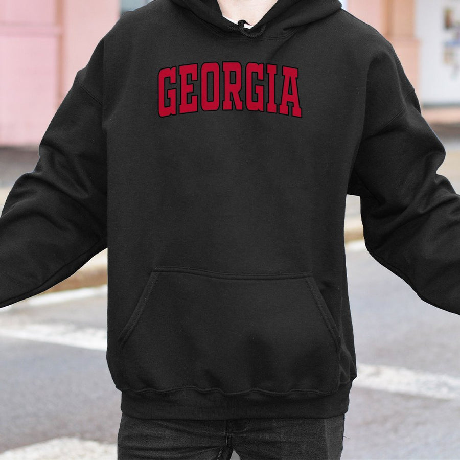 Georgia Red Varsity Font Hoodie