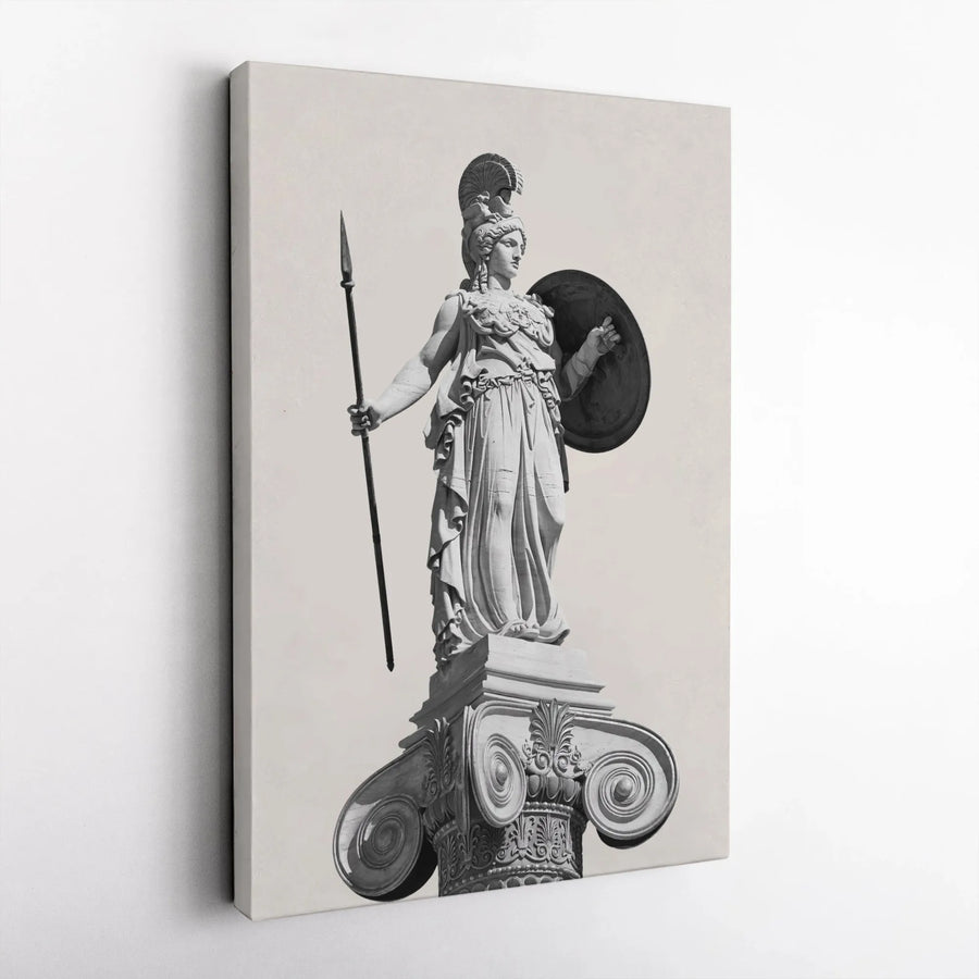 Athena Statue Canvas Wall Art | Minimalist Greek Mythology Decor | Premium Gallery Wrapped Canvas | Home & Office Decor Gift