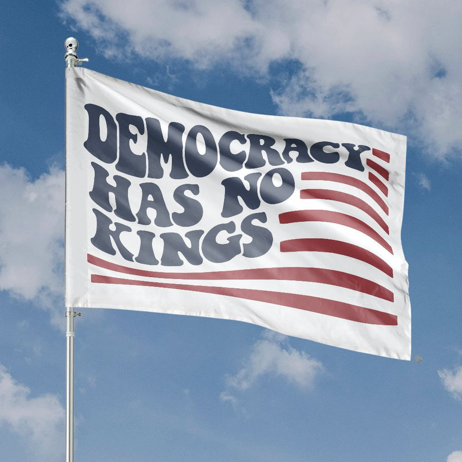 Democracy Has No Kings House Flag | Retro Patriotic Statement Banner | Weather-Resistant Premium Polyester | Outdoor Garden Decor Gift