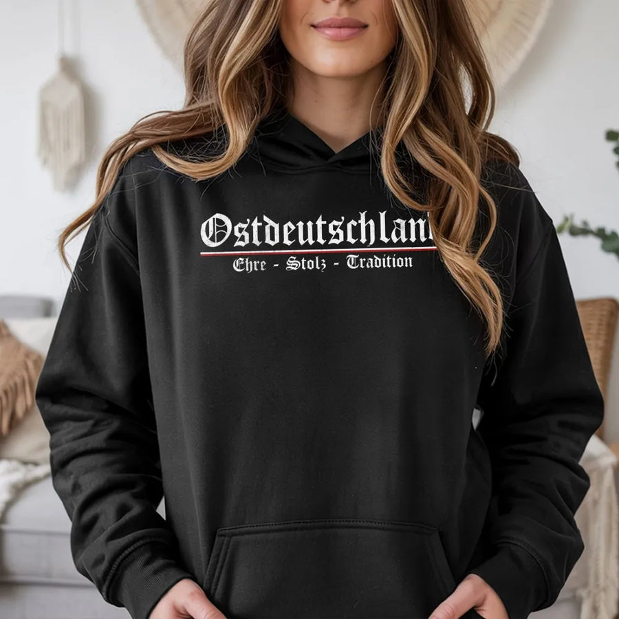 Ostdeutschland Hoodie | Gothic Fraktur Script Design | Premium Cotton Blend | Gift For East German Heritage And Heimatliebe Fans