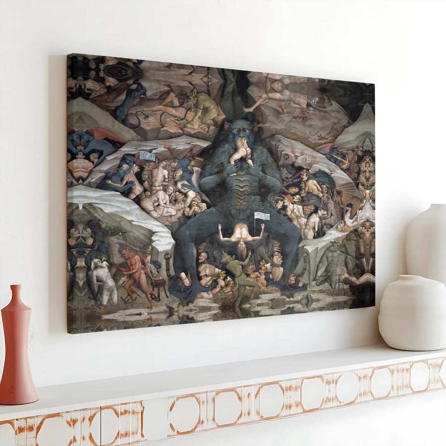 Giovanni da Modena Inferno Canvas Print | Renaissance Hell Fresco Art | 1.25" Gallery Wrap | Gothic Home Decor & History Gift
