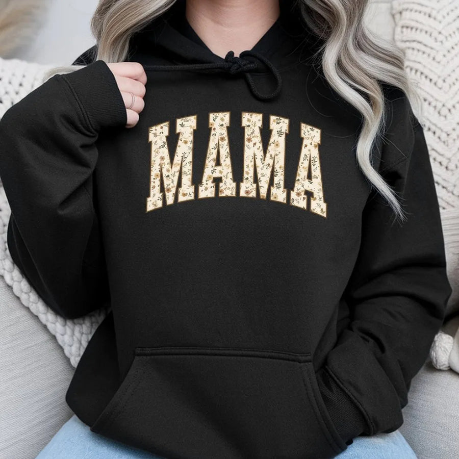 Floral Mama Hoodie | Vintage Wildflower Varsity Letters | Premium Soft Crewneck | Mothers Day Gift for New Mom