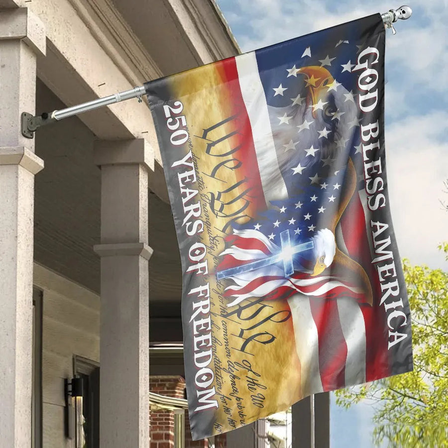 250th Anniversary American Flag | Patriotic Eagle & Christian Cross Design | Weather-Resistant Double Sided | Commemorative USA 2026 Gift for Patriots