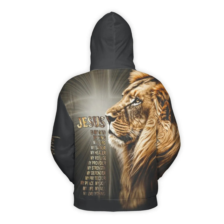 Jesus Is My Savior 3D Hoodie | Lion of Judah Religious Art | Premium Brushed Fleece Pullover | Christian Gift for Men and Women