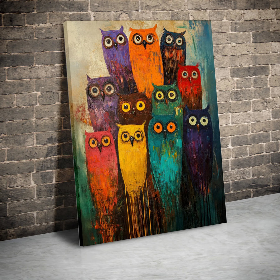 Colorful Owl Wall Art | Whimsical Abstract Wildlife Canvas | Premium Gallery Wrapped Print | Modern Home Decor Gift for Animal Lovers