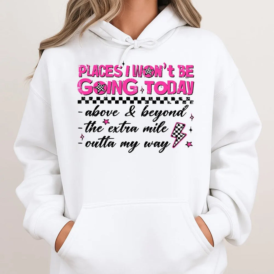 Funny Sarcastic Hoodie | Retro Checkerboard 'Going Today' Quote | Premium Soft Cotton | Edgy Y2K Style Gift for Women