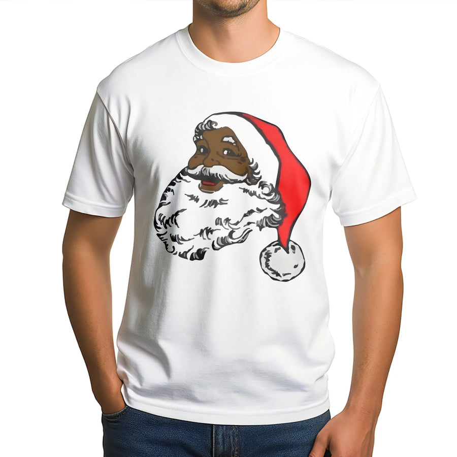 Black Santa Claus T-Shirt | African American Christmas Graphic Design | Premium Soft Cotton Tee | Holiday Gift for Men and Women