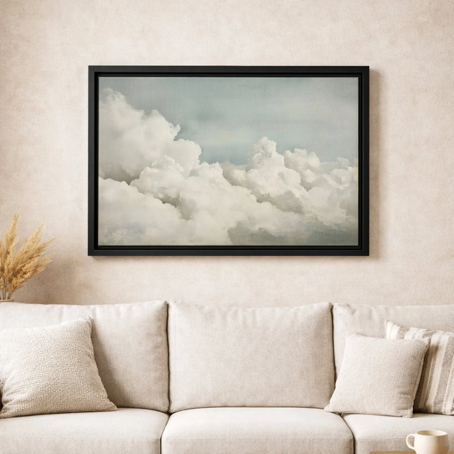 Cloud Landscape Canvas Wall Art | Vintage Style Sky Print | 1.25 Inch Gallery Wrap | Modern Home Office Decor Gift