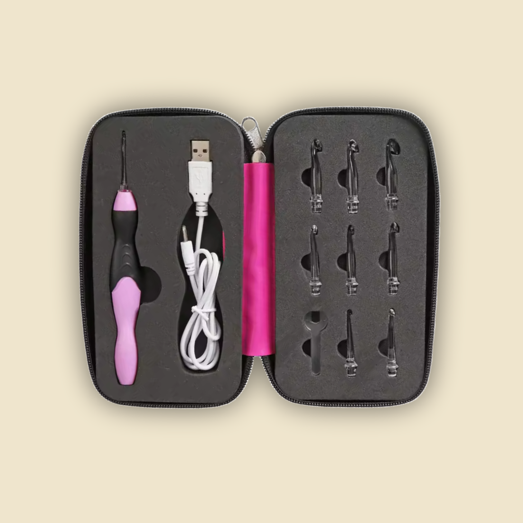 BrightHook LED crocheting kit with 11 hooks