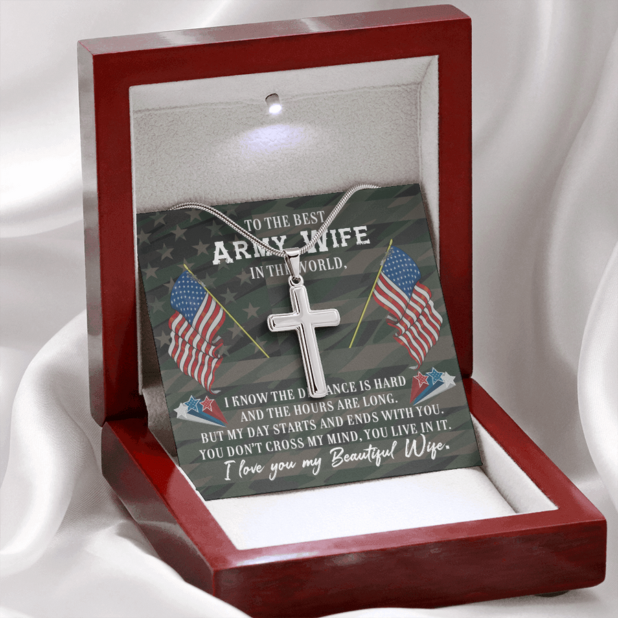 Cross Wife Necklace Gift, To The Best Army Wife In The World Necklace Gift, Anniversary Gift, Gifts for Her, Christmas Gift for Wife, Birthday Gift, Gift for Wife