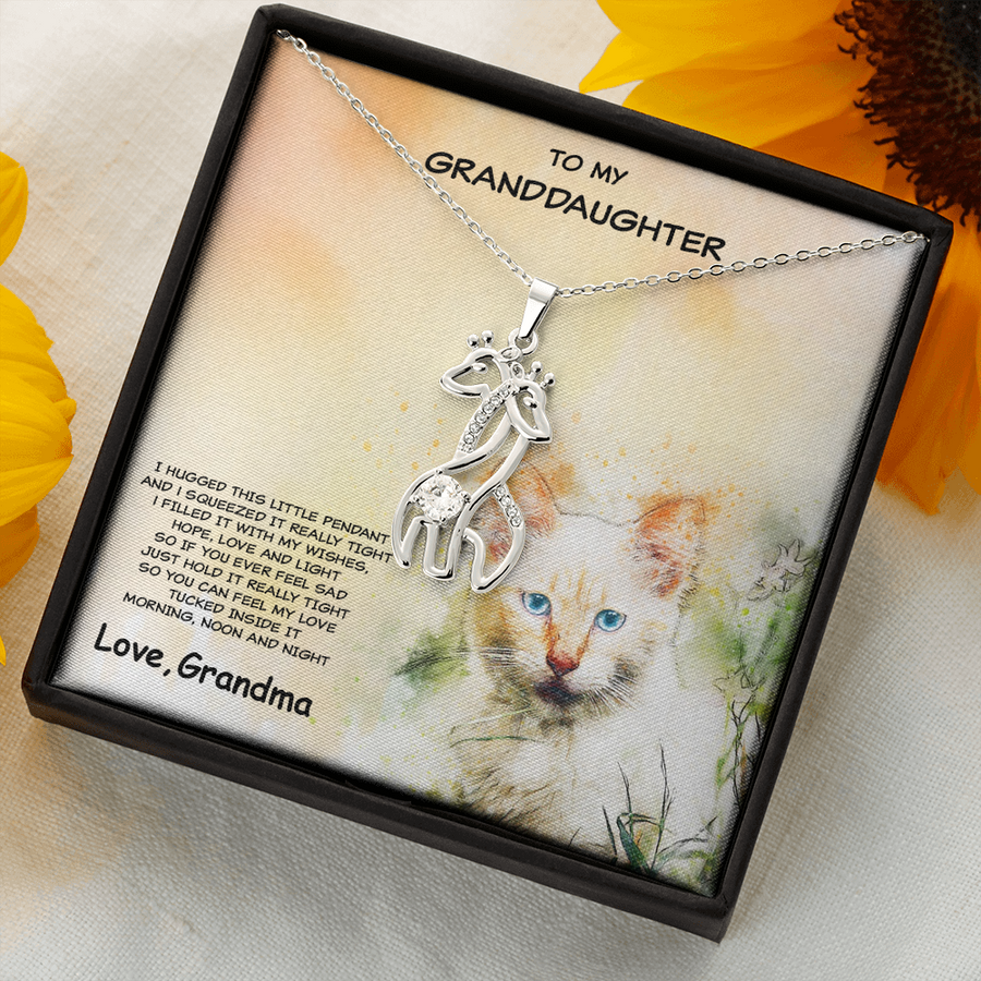 Granddaughter Giraffe Necklace Kitten Message Card Gift Box